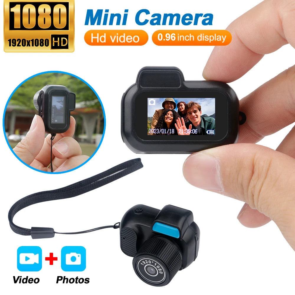 Mini Camera with 0.96In Screen CMOS Indoor Home Outdoor 1080P Sports Portable Vintage Video Recorder Support TF Card Y3000